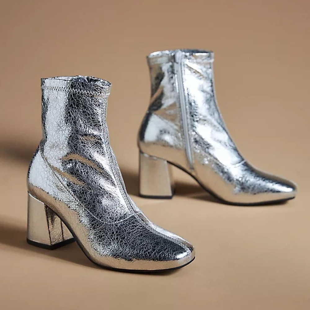 Anthropologie Unforgettable Silver Booties by Seychelles BC Footwear